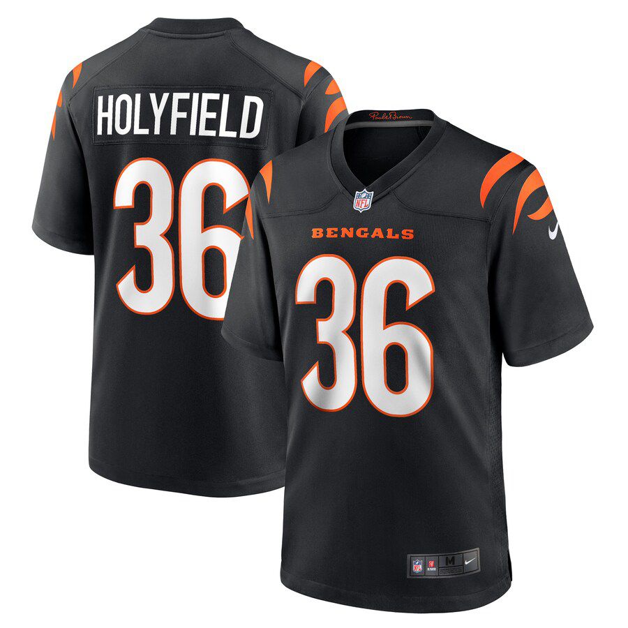 Men Cincinnati Bengals 36 Elijah Holyfield Nike Black Game Player NFL Jersey